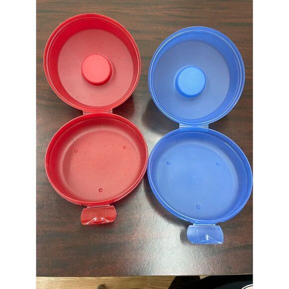 Two Tupperware Round Container with Dressing Holder - Picture 3 of 4